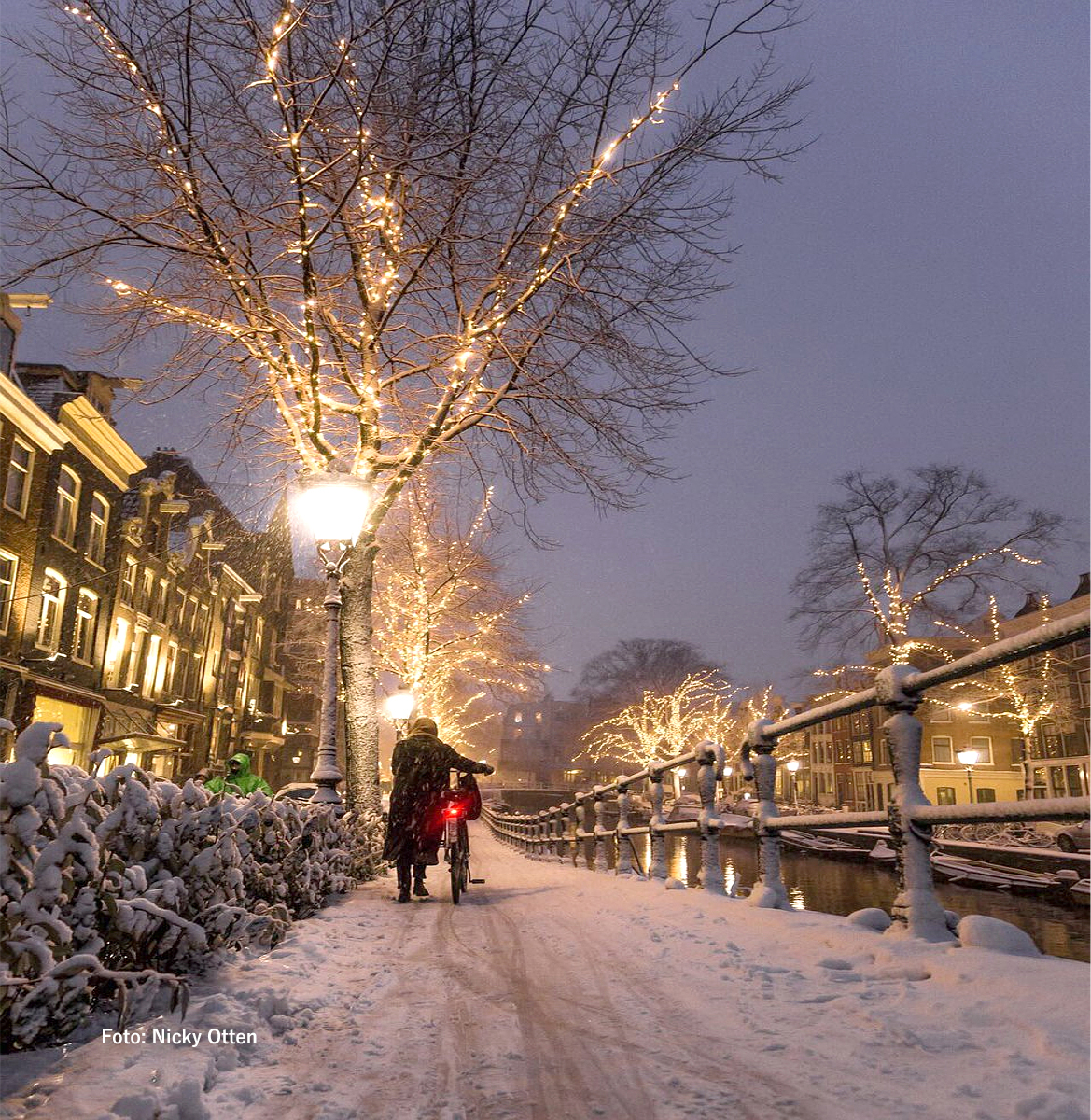 Ámsterdam se cubre de blanco tras las nevadas de estos días en Europa