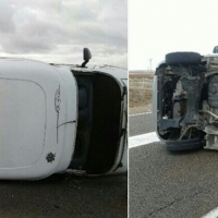 Dos heridas en el vuelco de una autocaravana en la Vía de la Plata