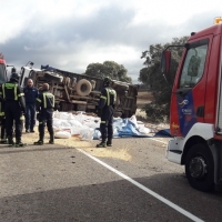 Bomberos de Herrera del Duque salvan la vida a un camionero