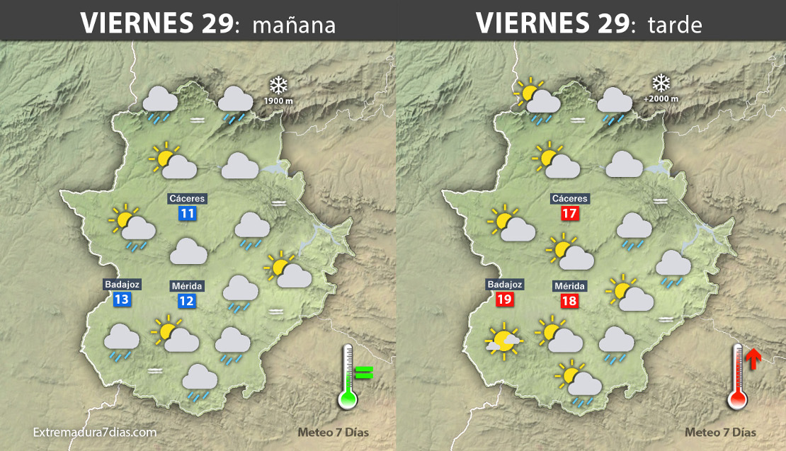 Previsión meteorológica en Extremadura. Días 29, 30 y 31 de diciembre