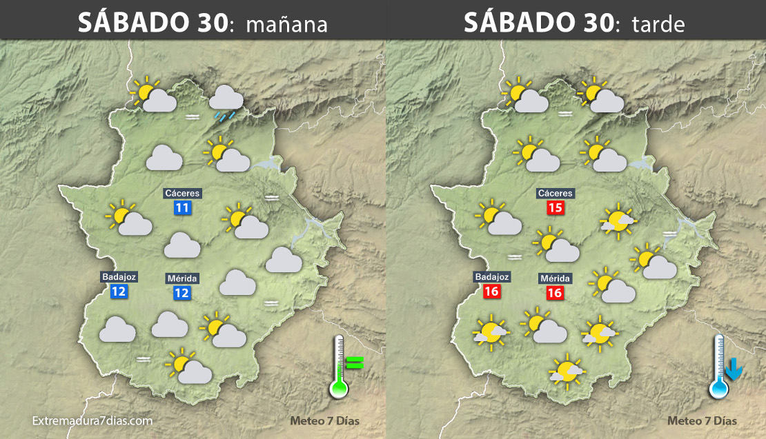 Previsión meteorológica en Extremadura. Días 30, 31 de diciembre y 1 de enero