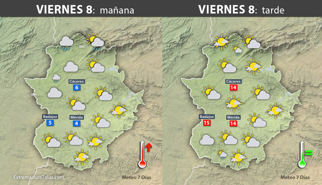 Previsión meteorológica en Extremadura. Días 8, 9 y 10 de diciembre