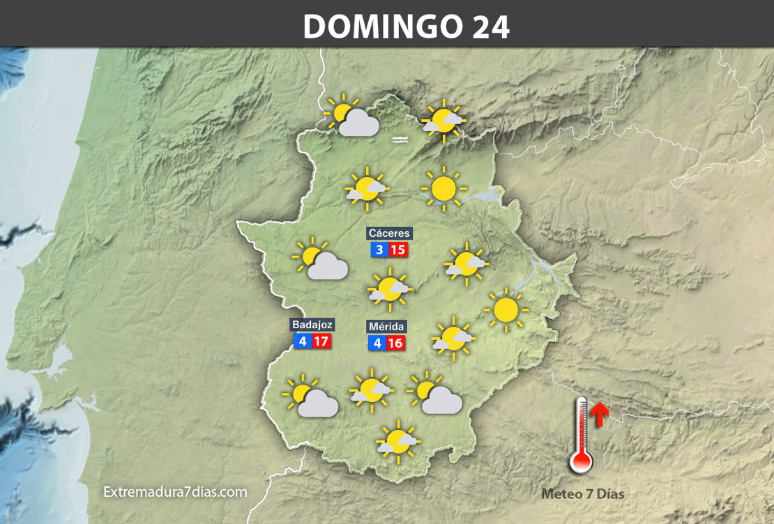 Previsión meteorológica en Extremadura. Días 23, 24 y 25 de diciembre