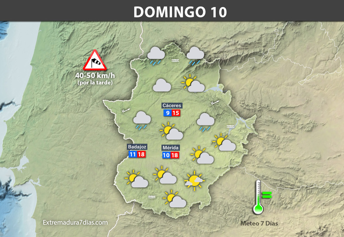 Previsión meteorológica en Extremadura. Días 8, 9 y 10 de diciembre