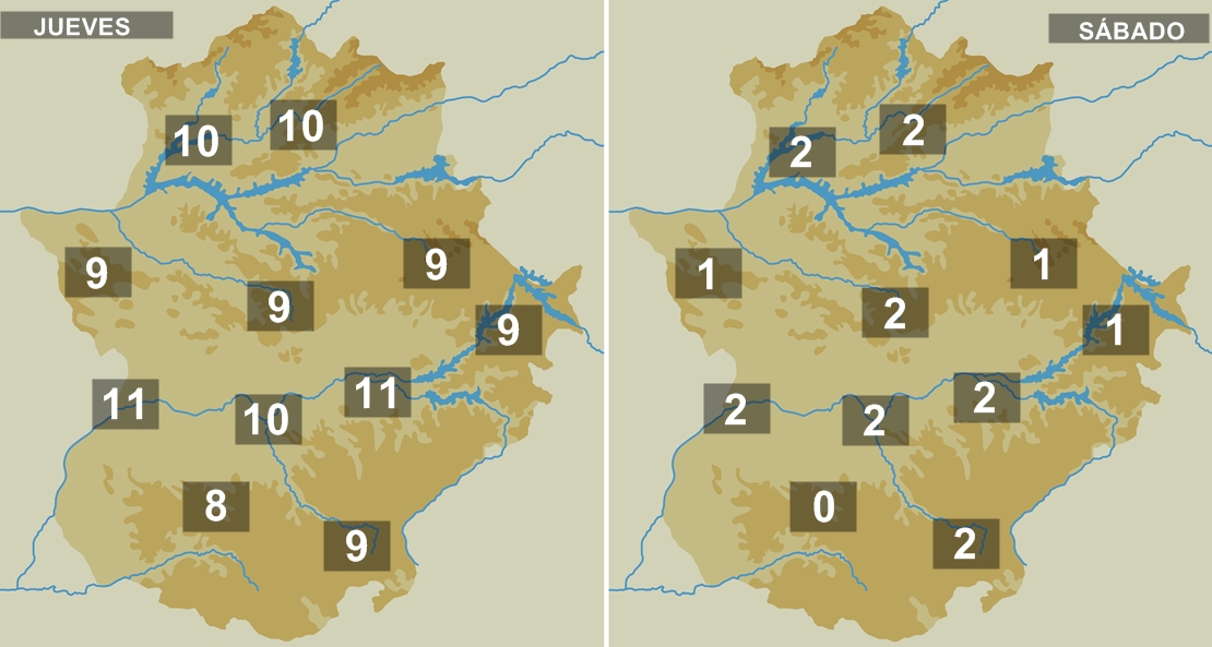 Las mínimas bajarán 10 grados entre jueves y sábado en Extremadura