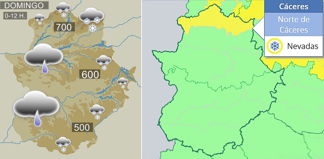 Pasan al domingo la alerta por nieve en el norte de Extremadura