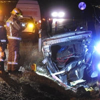 Accidente con vuelco en la carretera de Olivenza a Badajoz