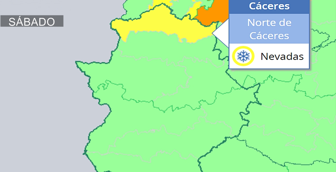 El 112 activa la alerta amarilla por nevadas en el norte extremeño