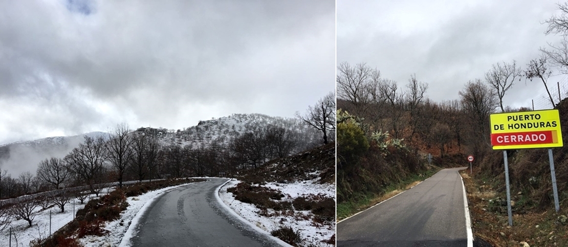 Cerrado por nieve el puerto de Honduras en Cáceres