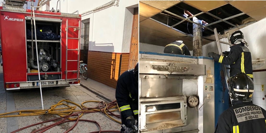 Incendio en una panadería de Villagarcía de la Torre (Badajoz)