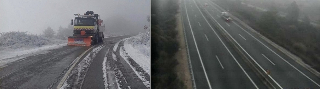 La niebla y la nieve dificultan el tráfico en las carreteras extremeñas