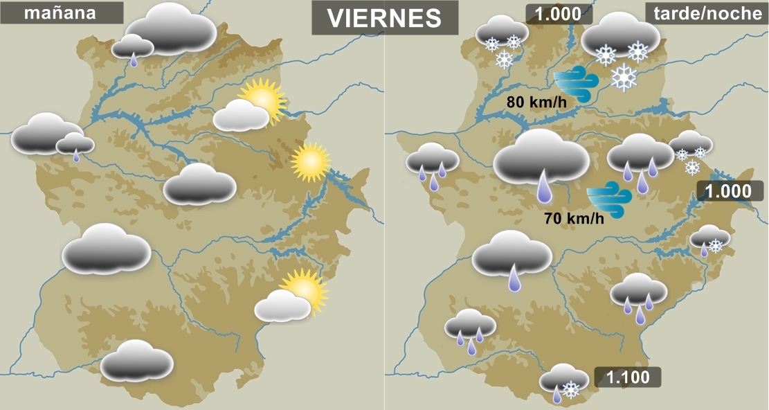 La ciclogénesis explosiva Hugo afectará a Extremadura este fin de semana