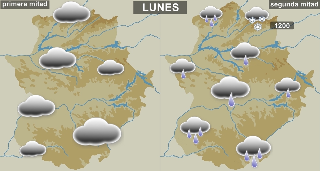 Previsión fin de semana: Sábado muy lluvioso en la provincia de Badajoz