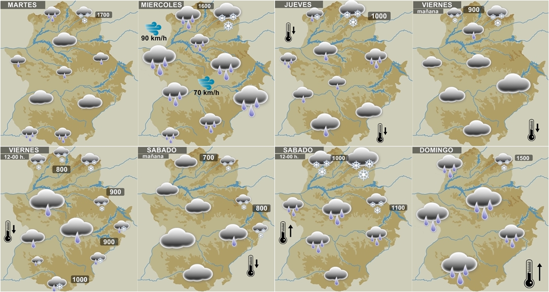 PRONÓSTICO 7DÍAS: ¿Qué días lloverá más, cuánto viento hará y dónde nevará?