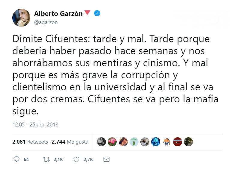 Arde Twitter con el último escándalo Cifuentes