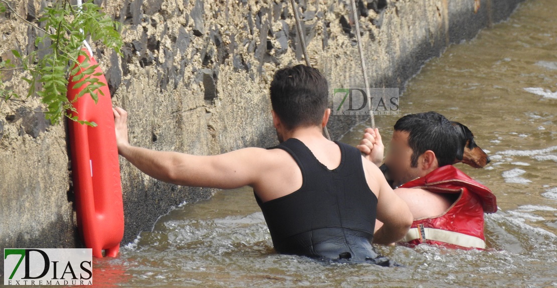 Salvado por Bomberos y Policía Local tras precipitarse al Río Guadiana