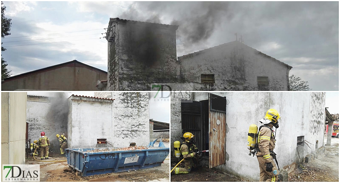 Incendio en un aserradero de Navalmoral de la Mata