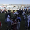 Los blanquinegros celebran la permanencia en el césped del Nuevo Vivero