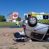 Accidente y posterior vuelco en la carretera de Sevilla