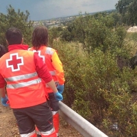 Salida de vía y vuelco en la A-66 (Mérida)