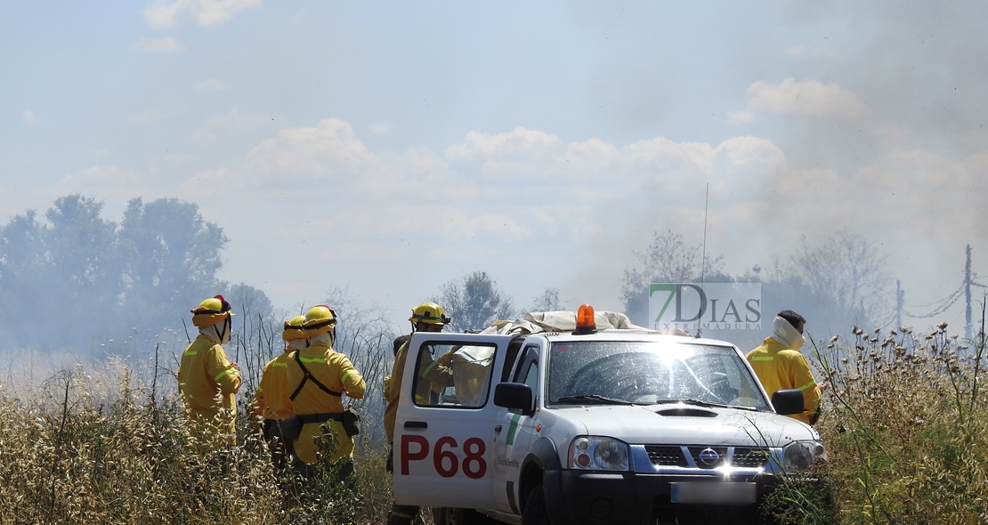 Primer incendio forestal de la temporada, entre Badajoz y Olivenza