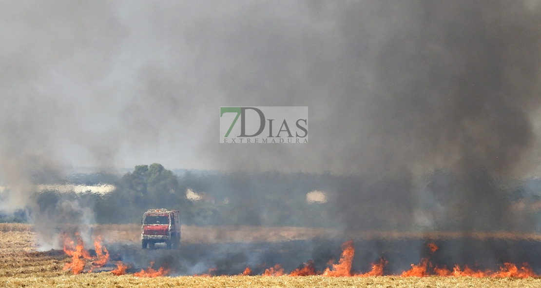 Un incendio amenaza a la urbanización Río Caya (Badajoz)