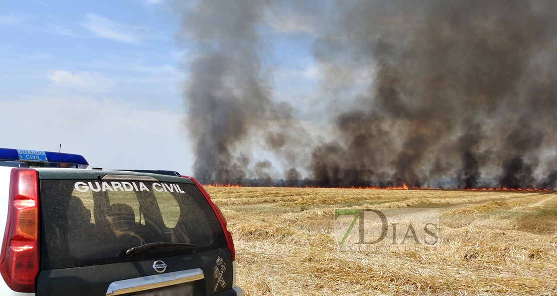 Un incendio amenaza a la urbanización Río Caya (Badajoz)