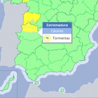 Alerta amarilla por tormentas en el norte de Cáceres, Tajo y Alagón