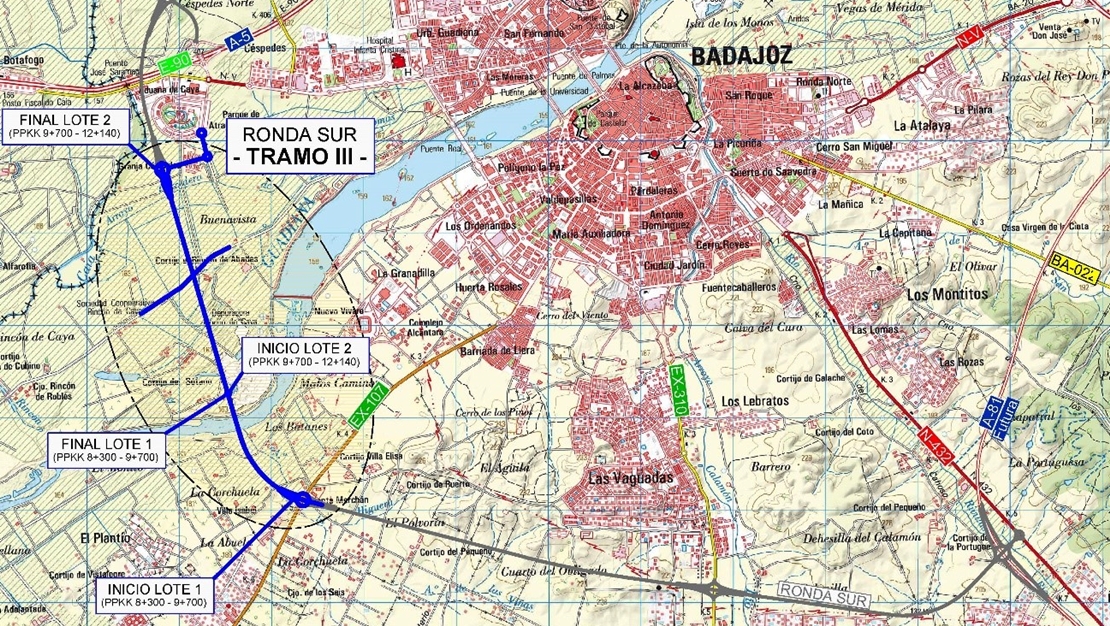 Firmado el contrato de las obras del tramo III de la Ronda Sur de Badajoz