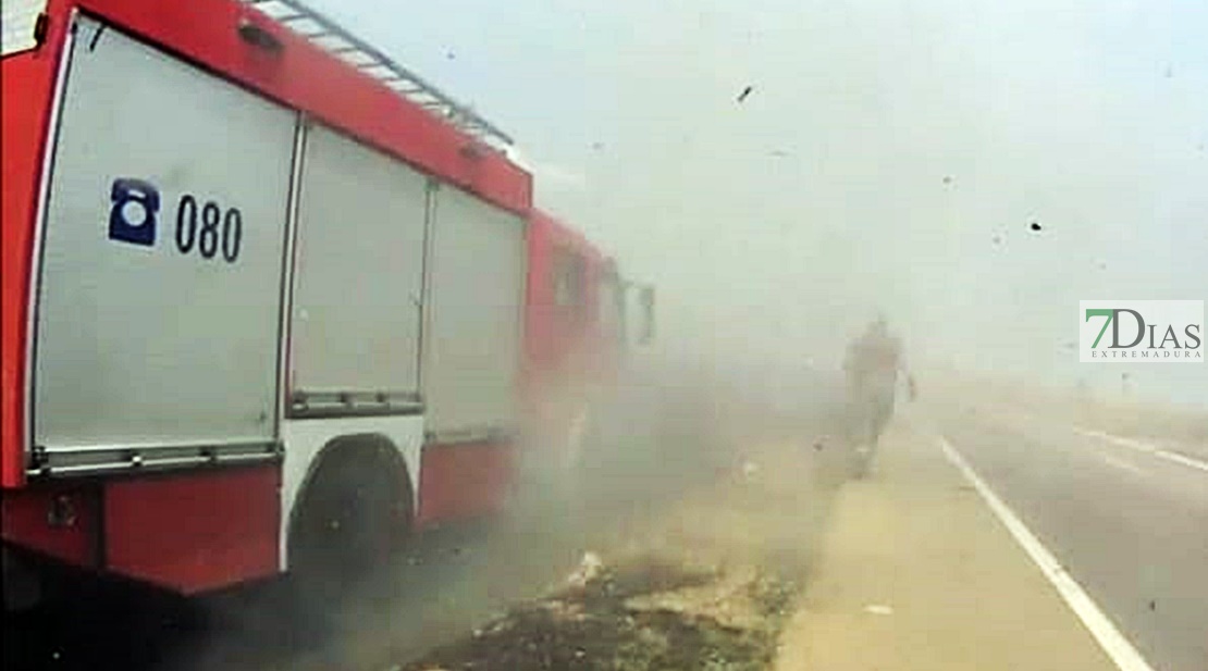 Primer incendio forestal de la temporada, entre Badajoz y Olivenza