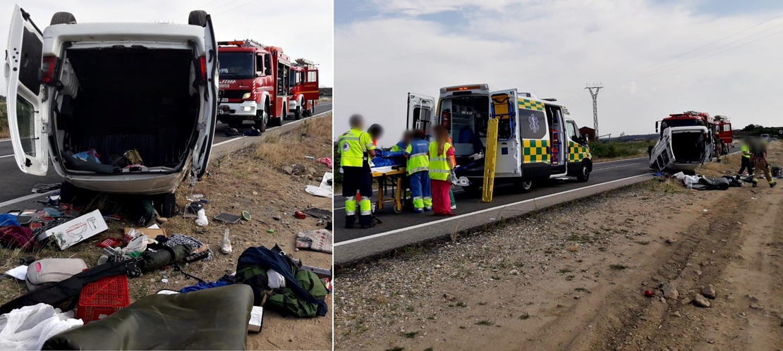 Dos accidentes, con atrapada y heridos, en media hora y en la misma carretera extremeña