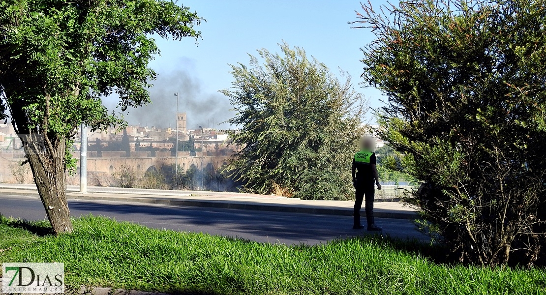 Incendio cercano al pabellón Juancho Pérez (Entrepuentes) Badajoz