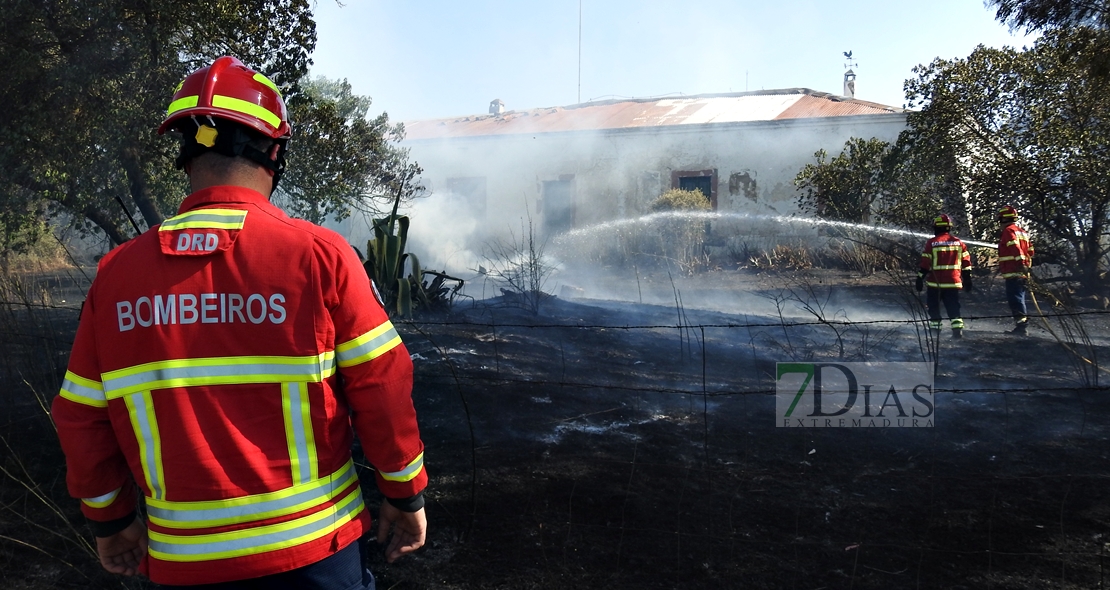 Un incendio en la frontera calcina 150 hectáreas (Badajoz)