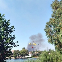 Primeras imágenes del incendio en el embalse de Proserpina