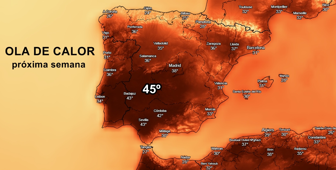 OLA DE CALOR a la vista para Extremadura, posibles 45 grados