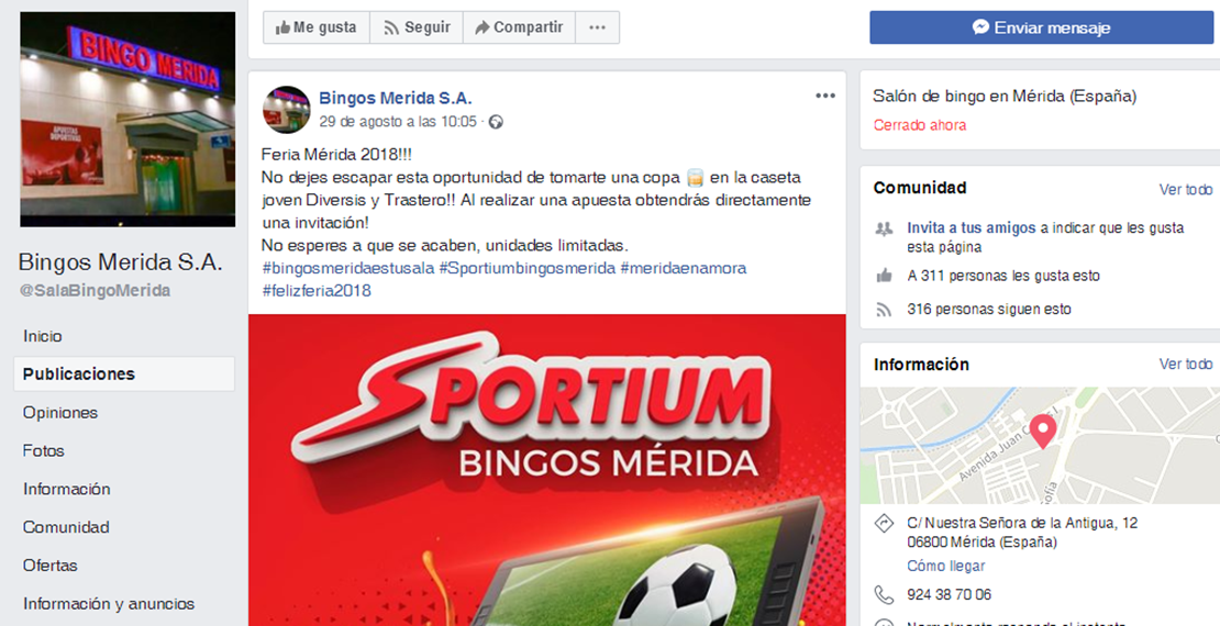 Denuncian la publicidad de una casa de apuestas en la Caseta Joven