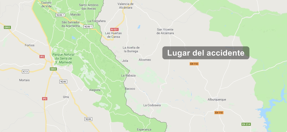 Trasladado grave al Infanta Cristina tras accidentarse en la EX-110