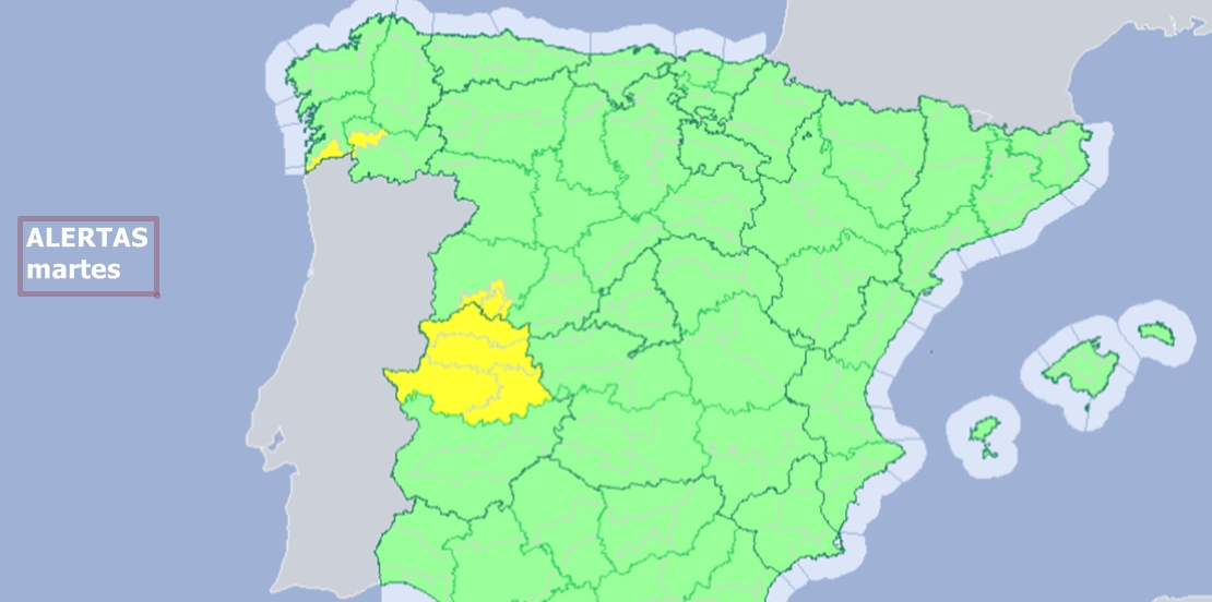 La provincia de Cáceres en alerta amarilla por tormentas