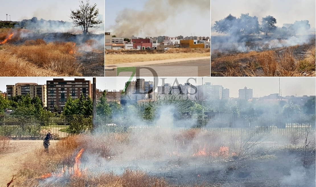 Incendio en Las Moreras, junto al Parque del Guadiana de Badajoz