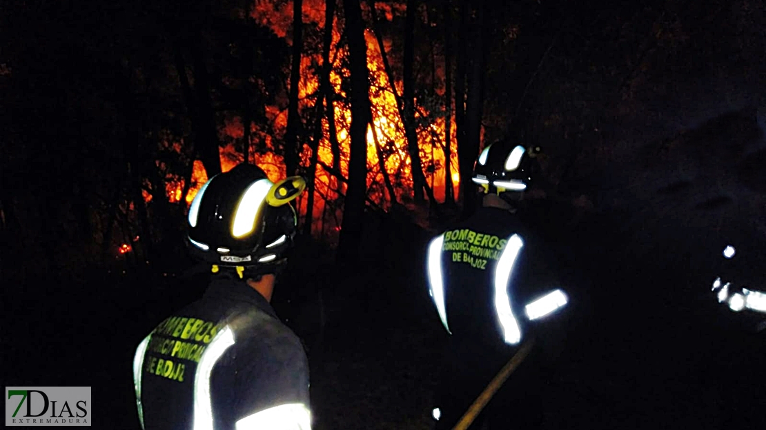 Imágenes de las labores nocturnas de los Bomberos en el incendio de Jola