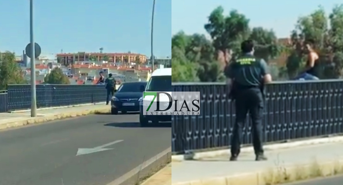 Un guardia Civil evita que una joven se arroje del puente Nuevo de Mérida