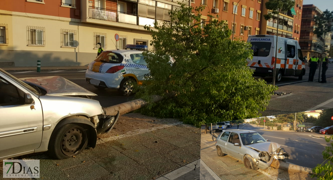Pierde el control de su turismo y colisiona contra un árbol en Badajoz