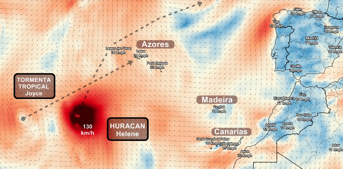 Helene y Joyce afectarán a Azores, pero, ¿llegarán a la península?