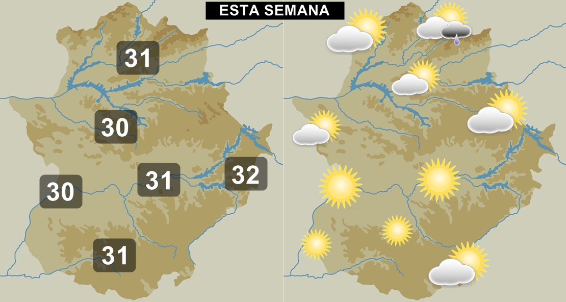 Temperaturas máximas de 31 grados esta semana en Extremadura