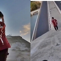 El vídeo de dos jóvenes subiendo al puente Lusitania de Mérida se hace viral