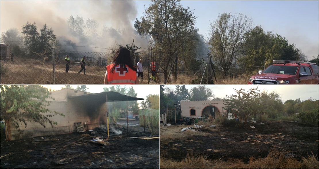 Un incendio afecta a varias parcelas de la zona del Corazón de Jesús (Badajoz)