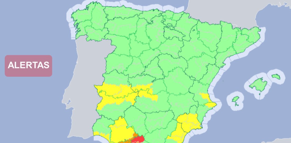 AEMET activa aviso amarillo por lluvias en algunas comarcas extremeñas