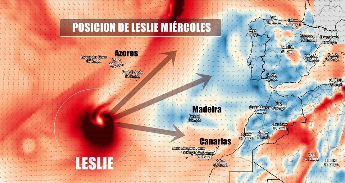 LESLIE se colocará a nuestras puertas, pero, ¿hacia dónde irá?