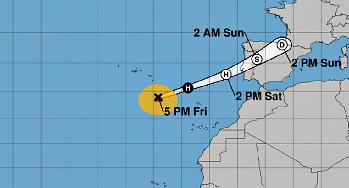 El Centro Nacional de Huracanes pronostica que Leslie romperá en la zona de Lisboa