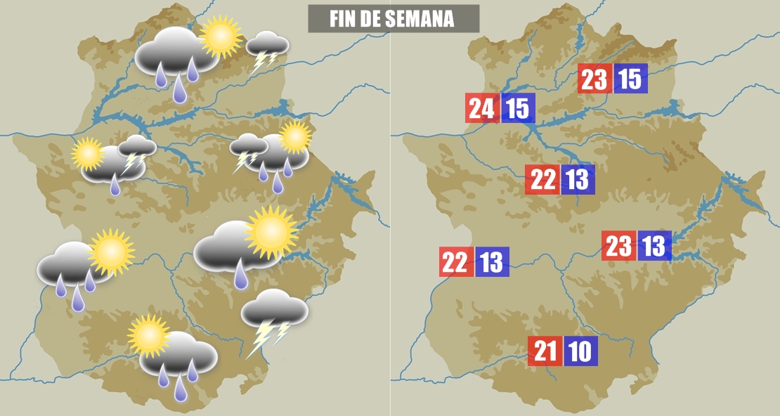 Tiempo variable para todo el fin de semana en Extremadura